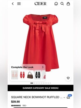Cider Red Square Neck Bowknot Ruffled Mini Dress